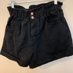 Paper bag denim shorts